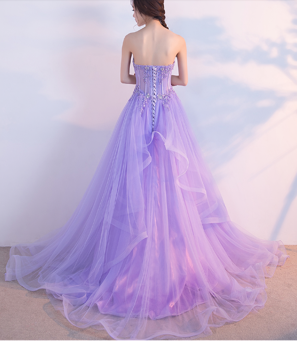Elegant Long Sweetheart Lilac Tulle Women Prom Dresses Secondary image