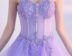 Elegant Long Sweetheart Lilac Tulle Women Prom Dresses