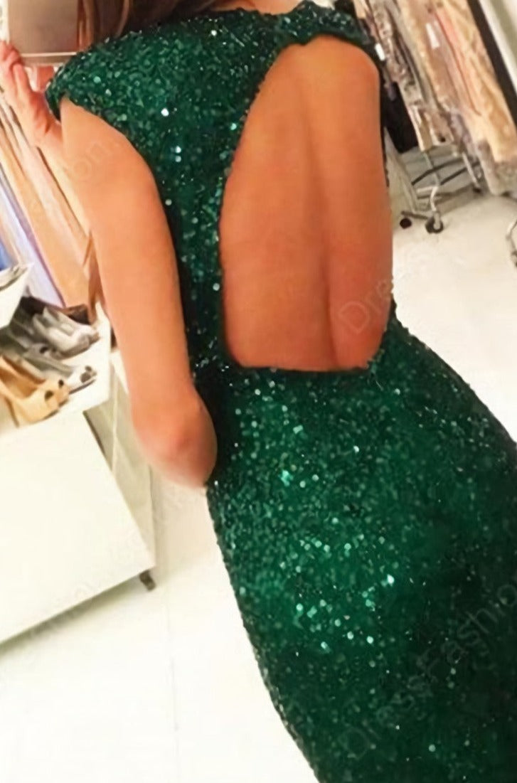 Luxurious Cap Sleeves Dark Green Split Front Long Mermaid Prom Dresses Secondary image