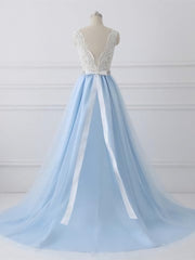 Sky Blue Long Elegant For Teens Beauttiful Prom Dresses