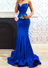 Sweetheart Mermaid Royal Blue Long Prom Dresses