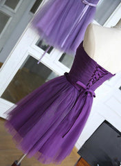 Lovely Dark Purple Tulle 2024 Short Homecoming Dresses
