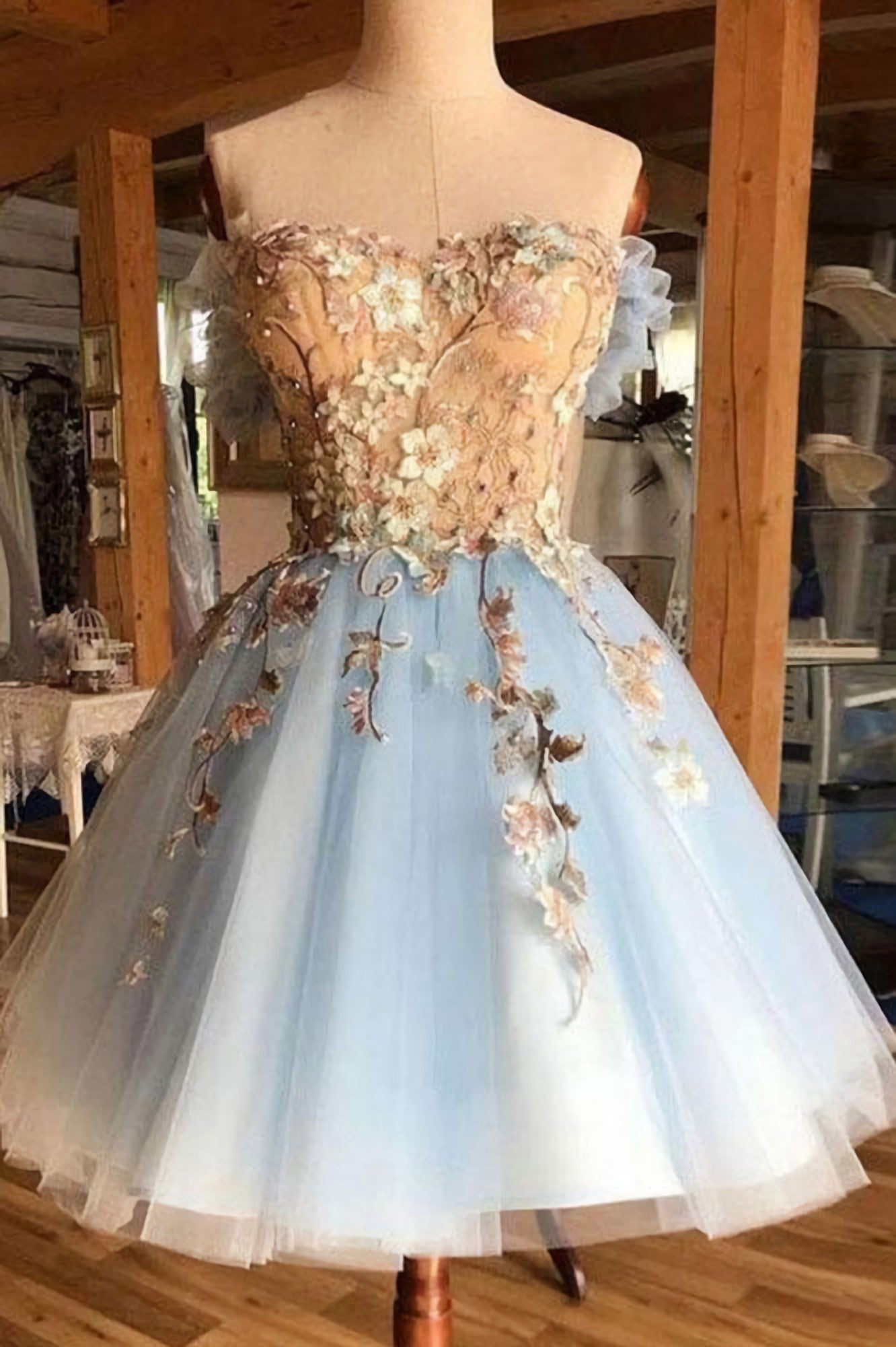 Gorgeous Hoco Sweetheart Light Blue Tulle Short Prom Dresses