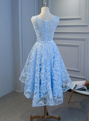 Blue High Low Fashionable Homecoming Dress, Cute Prom Dress