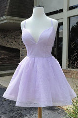 Purple Tulle Short Prom Dress, Homecoming Dress