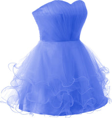 Short Sweet 16 Blue Tulle Fitted Homecoming Dresses