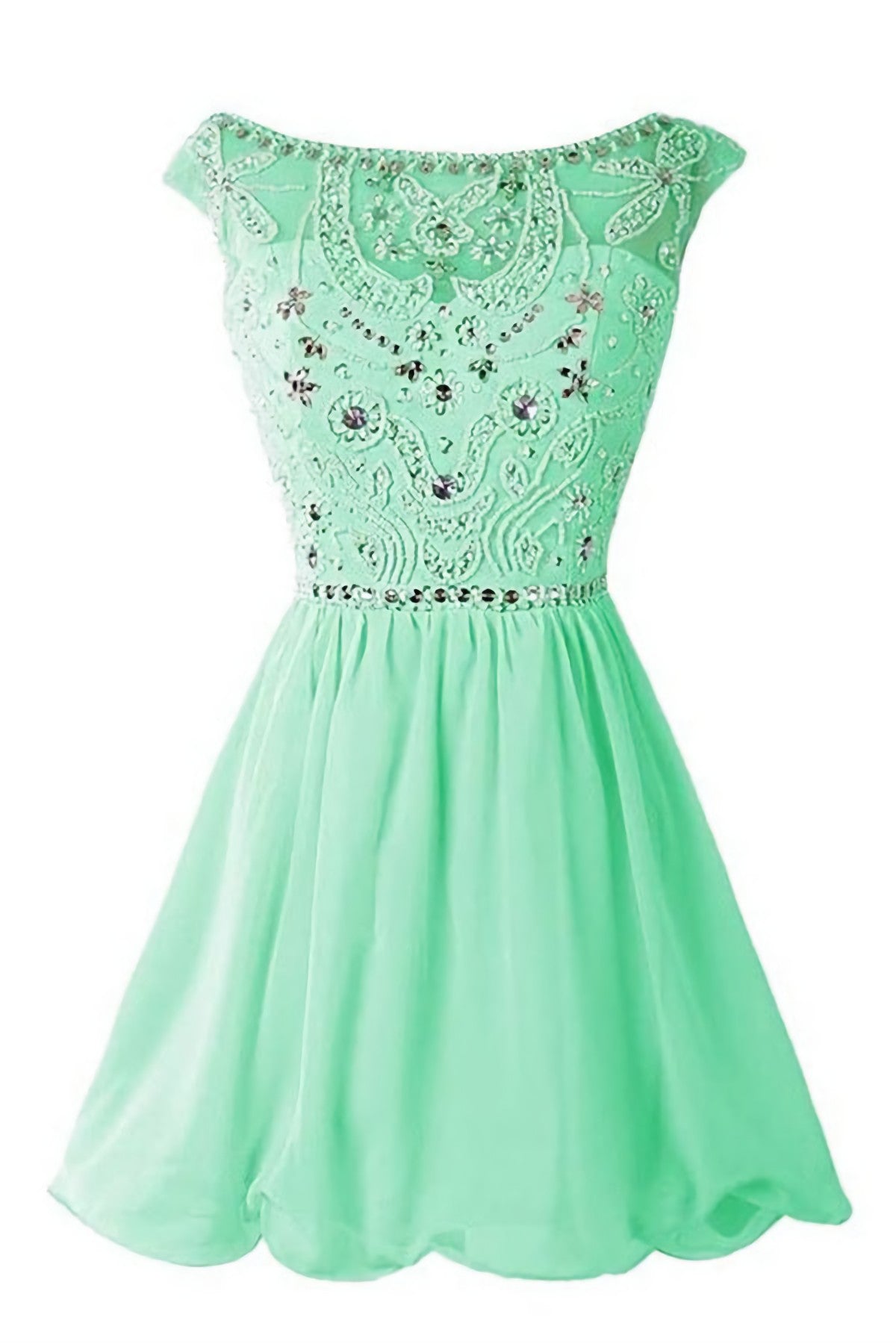 Green Chiffon Handmade Girly For Teens Homecoming Dresses