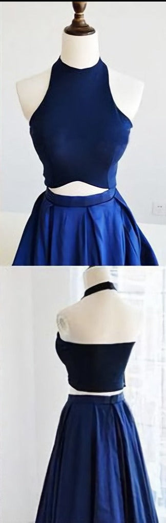 Beautiful Halter Royal Blue Long 2023 Prom Dresses