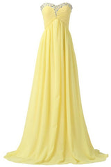 Sweetheart Long Yellow Chiffon Beaded Pregnant High Low For Teens Simple Cheap Bridesmaid Dresses