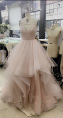 Gorgeous A Line V Neck Spaghetti Straps Long 2023 Pink White Champagne Wedding Dresses