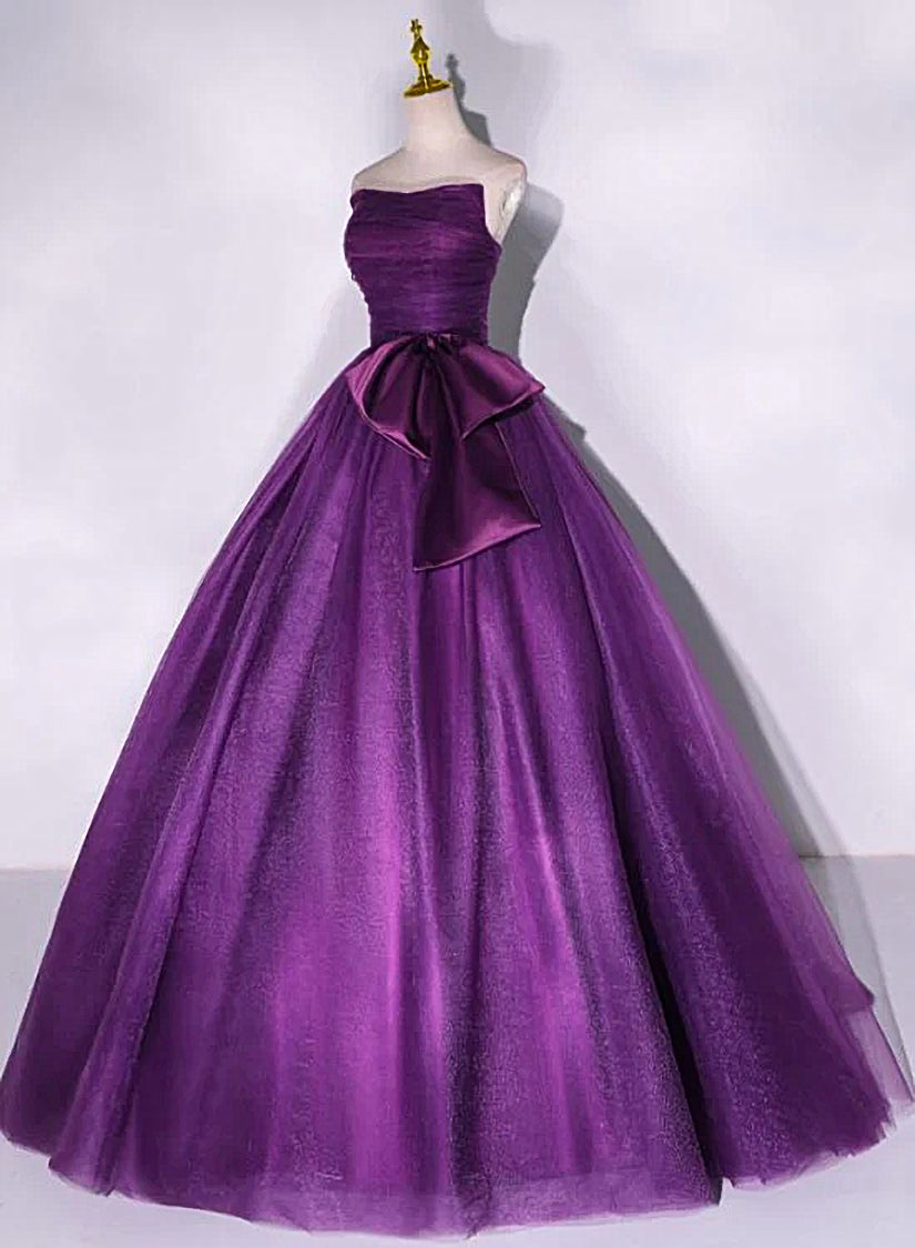 Purple Scoop Tulle Ball Gown Formal Dresses For Black girls For Women, Purple Sweet 16 Dresses