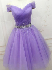 Purple Sequins Off Shoulder Fashionable Party Dress Outfits For Girls, Short Prom Dress Outfits For Women Homecoming Dress