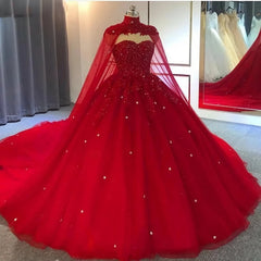 Red Ball Gown Wedding Dresses For Black girls Crystals Sweet 16 Quinceanera Dress Outfits For Girls,Prom Dress Outfits For Women with Train