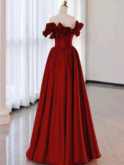 Red Pink Satin Long Prom Dresses For Black girls For Women, Red Pink Satin Long Formal Evening Dresses