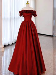 Red Pink Satin Long Prom Dresses For Black girls For Women, Red Pink Satin Long Formal Evening Dresses