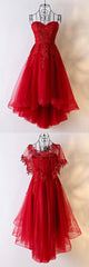 Red Sweetheart Tulle High Low Homecoming Dress Outfits For Women , Red Party Dress