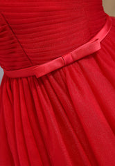 Red Tulle Short Prom Dresses For Black girls For Women,A-Line Semi Formal Dress