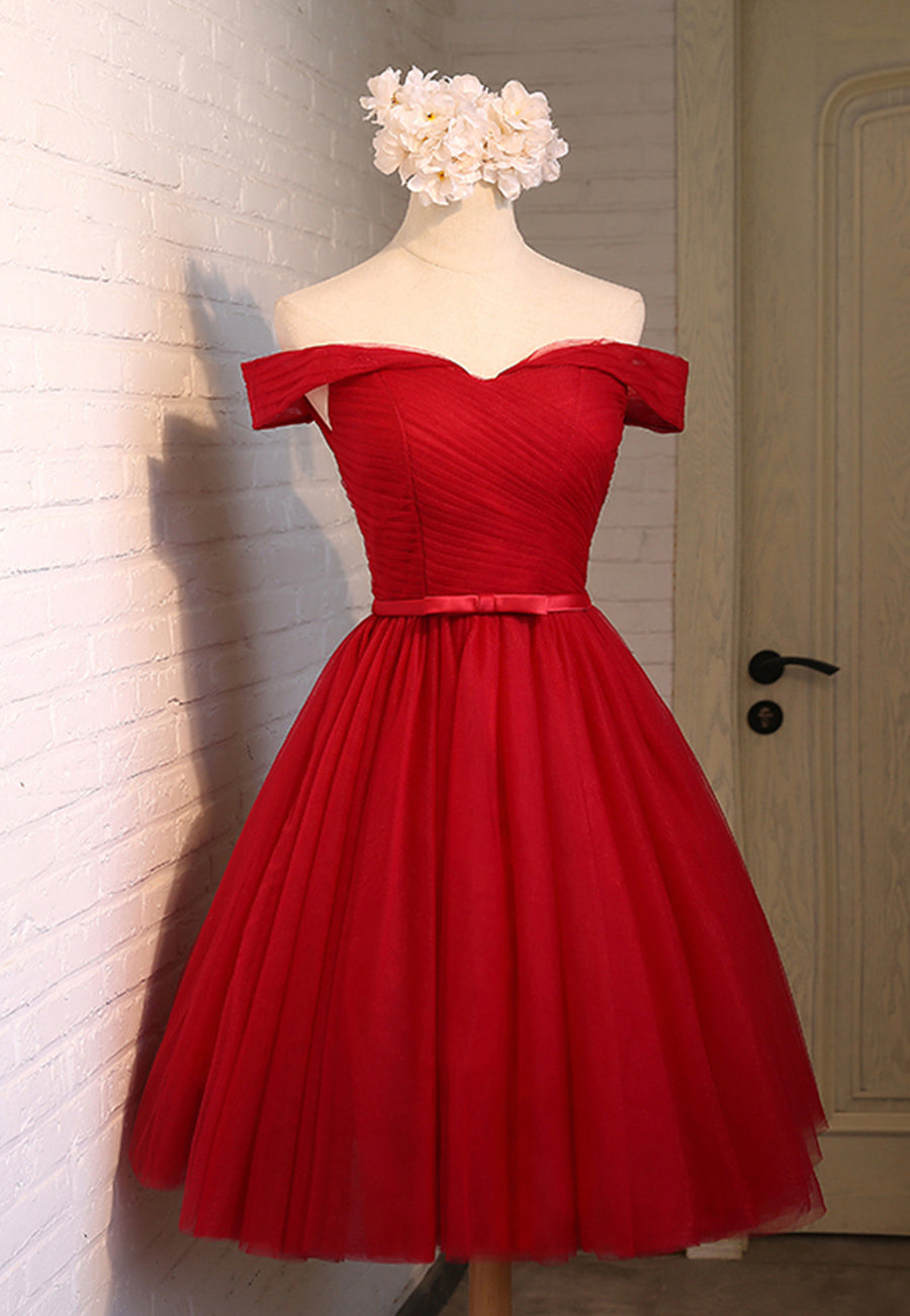 Red Tulle Short Prom Dresses For Black girls For Women,A-Line Semi Formal Dress
