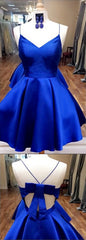 Royal Blue Straps Short Homecoming Dress Outfits For Women with Ribbon,Graduation Dresses