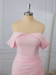 Sheath Chiffon Off-the-Shoulder Pleated Short/Mini Dress