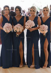 Sheath Column Cowl Neck Sleeveless Chiffon Bridesmaid Dresses For Black girls With Pleated Split