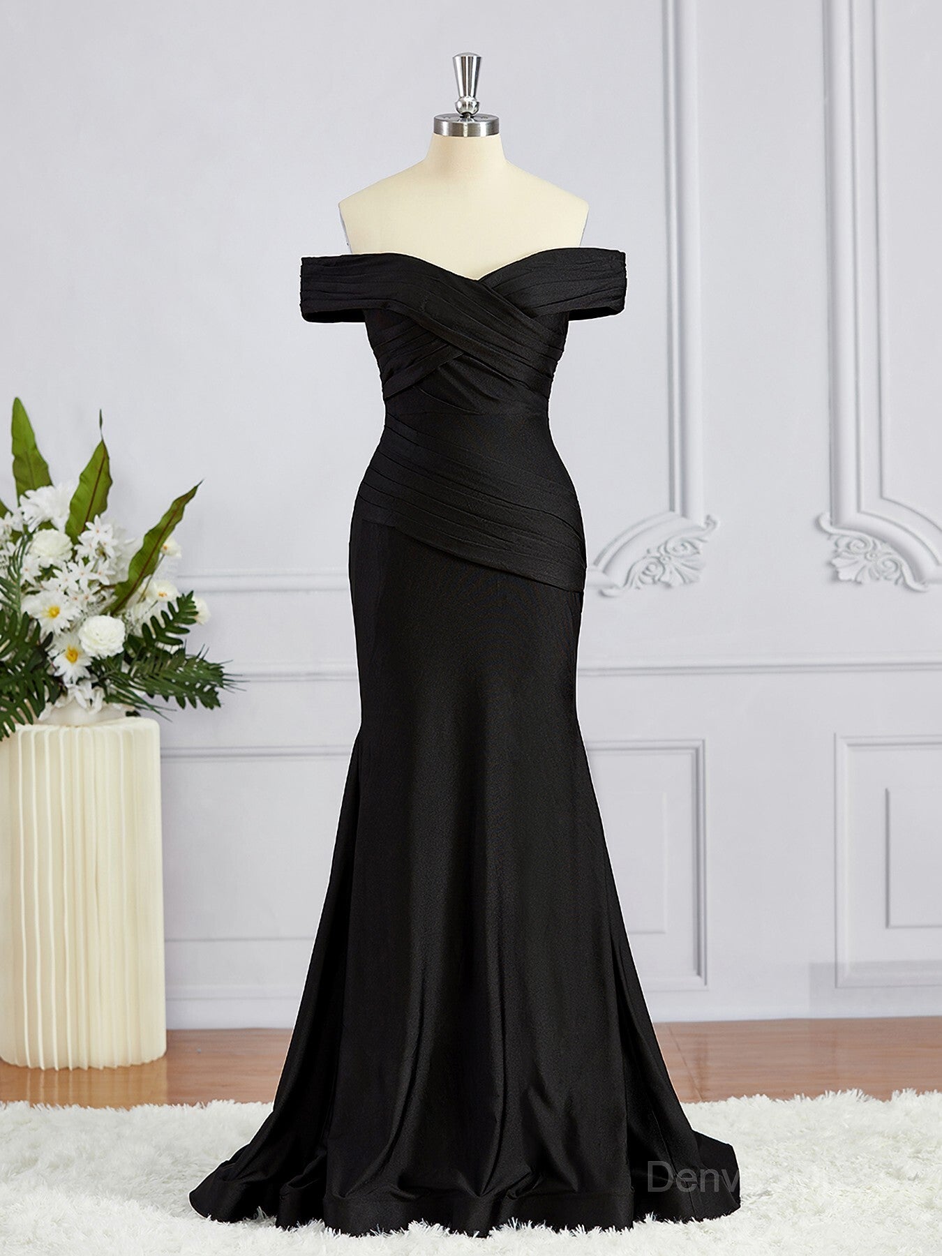 Sheath Off-the-Shoulder Sweep Train Jersey Bridesmaid Dresses
