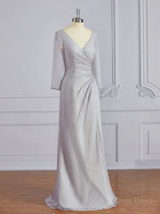 Sheath V-neck Floor-Length 30D Chiffon Mother of the Bride Dresses For Black girls With Beading