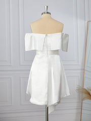Sheath Elastic Woven Satin Off-the-Shoulder Ruffles Short/Mini Dress