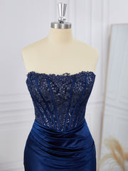 Sheath Elastic Woven Satin Strapless Appliques Lace Corset Short/Mini Dress