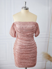 Sheath Off-the-Shoulder Pleated Short/Mini Dress