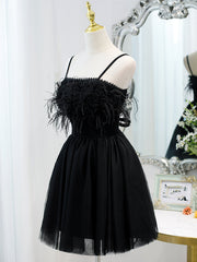 Short Back Prom Dress Outfits For Women with Corset Back, Little Black Formal Homecoming Dresses