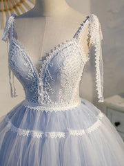 Short Blue Lace Prom Dresses For Black girls For Women, Short Blue lace Formal Homecoming Dresses