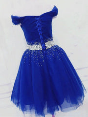 Short Royal Blue Beaded Prom Dresses For Black girls For Women, Short Royal Blue Beaded Formal Homecoming Dresses