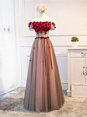 Short Sleeves Burgundy Floral Long Prom Dresses For Black girls For Women, Burgundy Floral Formal Bridesmaid Dresses