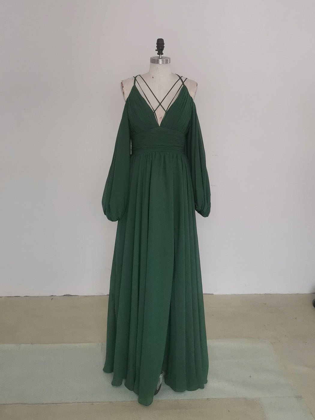 Simple A line Green Chiffon Long Prom Dress Outfits For Girls, Green Bridesmaid Dress