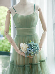 Simple Aline Tulle Green Short Prom Dress Outfits For Girls, Tulle Green Homecoming Dress