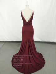 Simple Burgundy Mermaid Long Prom Dress Outfits For Girls, Burgundy Evening Dress