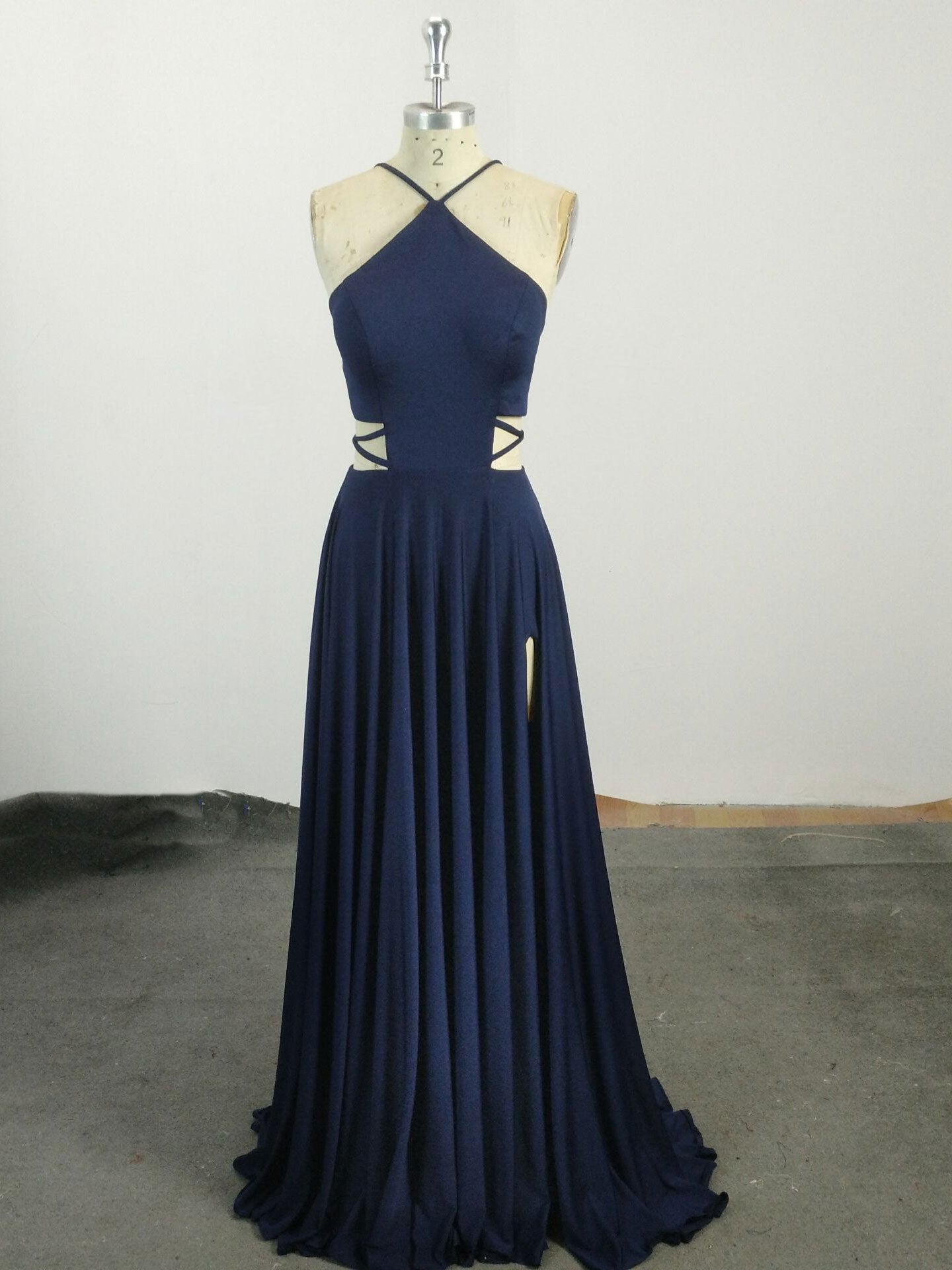 Simple Chiffon Blue Long Prom Dress Outfits For Girls, Blue Evening Dress