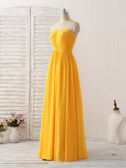 Simple Chiffon Yellow Long Prom Dress Outfits For Women Simple Bridesmaid Dress