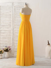 Simple Chiffon Yellow Long Prom Dress Outfits For Women Simple Bridesmaid Dress