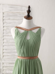 Simple Green Chiffon Long Prom Dress Outfits For Girls, Green Bridesmaid Dress