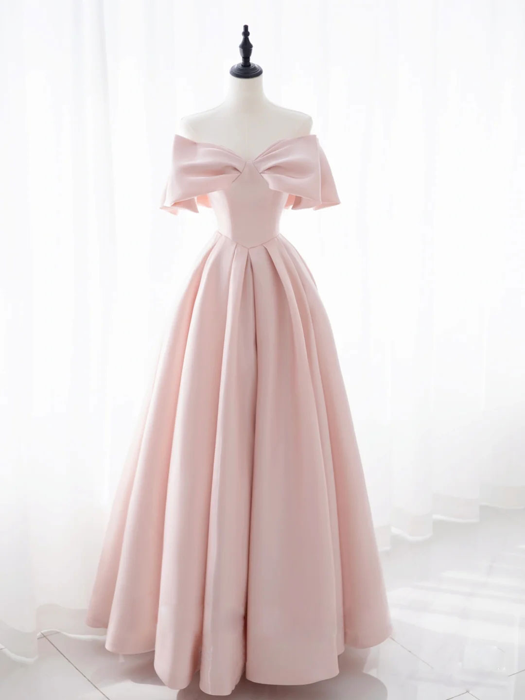 Simple Pink Satin Long Prom Dresses For Black girls For Women, Pink Bridesmaid Dresses