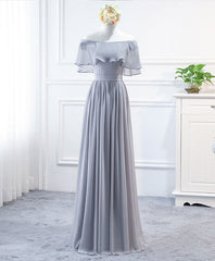 Simple Round Neck Chiffon Long Prom Dress Outfits For Girls, Bridesmaid Dress