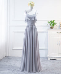 Simple Sweet Neck Chiffon Long Prom Dress Outfits For Girls, Bridesmaid Dress