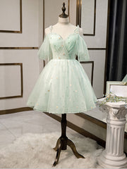 Simple Sweetheart Neck Tulle Short Prom Dresses For Black girls For Women, Puffy Green Homecoming Dresses