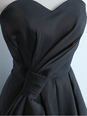 Simple Sweetheart Satin Short Black Prom Dress Outfits For Girls, Black Homecoming Dresses