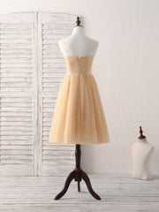 Simple Tulle Champagne Short Prom Dress Outfits For Women Tulle Bridesmaid Dress