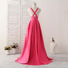 Simple V Neck Long Prom Dress Outfits For Women Backless Evening Dress