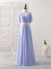 Simple V Neck Off Shoulder Chiffon Long Prom Dress Outfits For Women Evening Dress