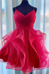 Sparkling Red Homecoming Dresses For Black girls with Straps